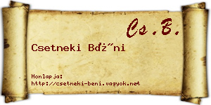 Csetneki Béni névjegykártya